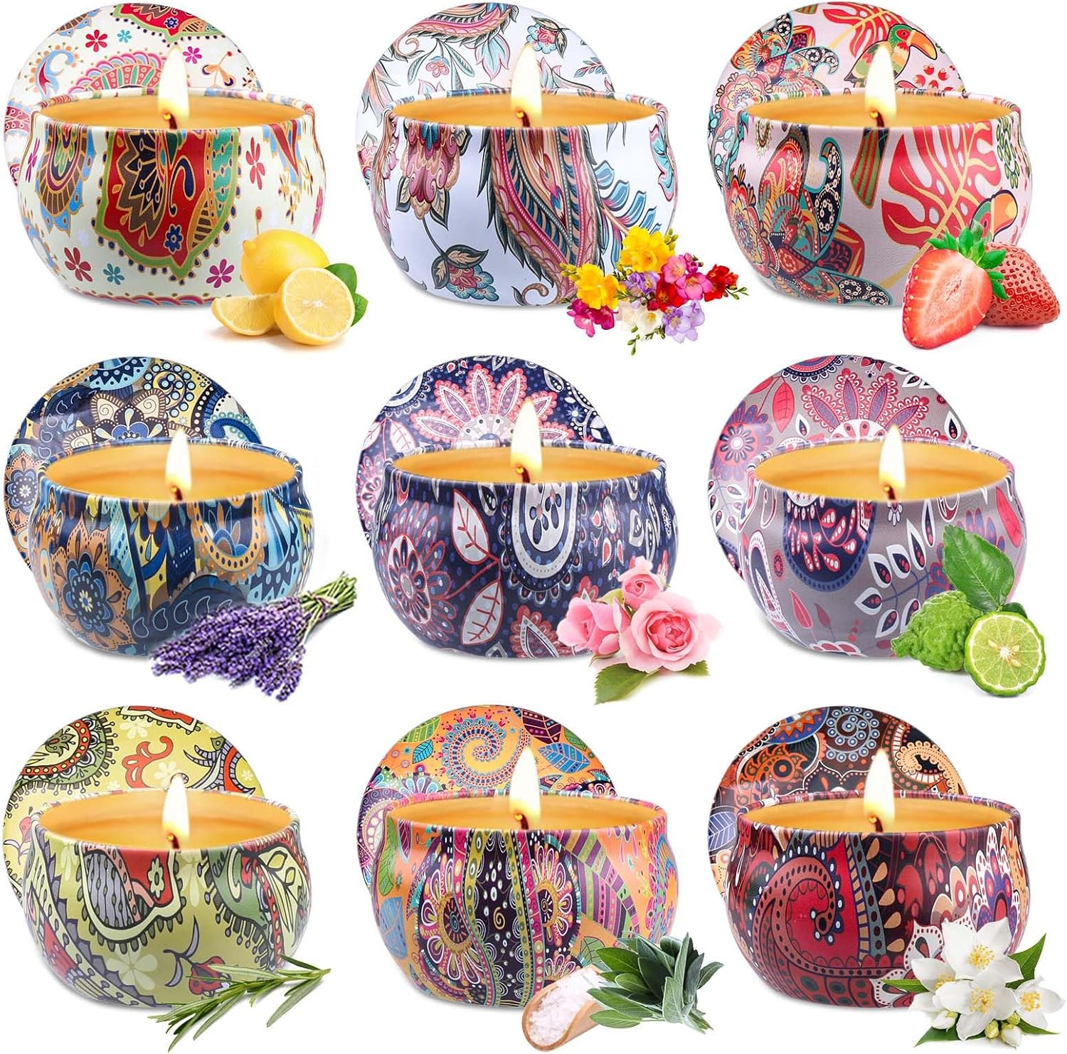 Scented Candles Gift Set for Womem, 9 Pack Aromatherapy Candles for Home Scented, 180 Hour Long Lasting Soy Candle Lavender Candle Valentine's Day Birthday Chrismas Gifts for Women Bath Spa Yoga